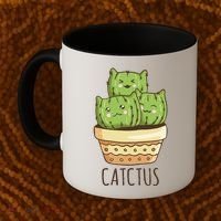Cute Cactus Three Cats Coffee Mug thumb 2