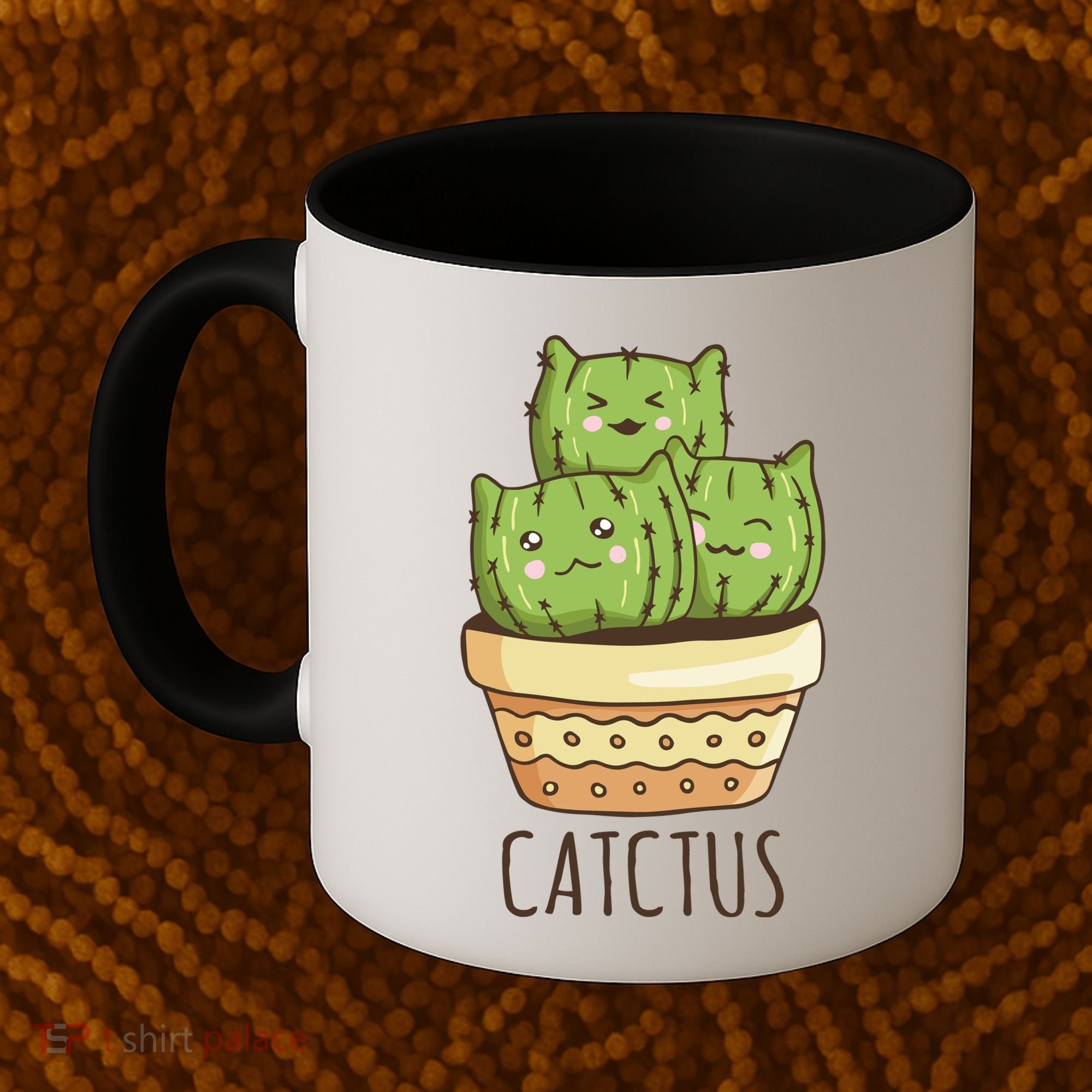 Cute Cactus Three Cats Coffee Mug