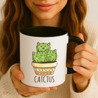 Cute Cactus Three Cats Coffee Mug thumb 3