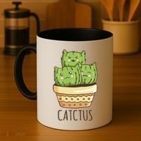 Cute Cactus Three Cats Coffee Mug thumb 4