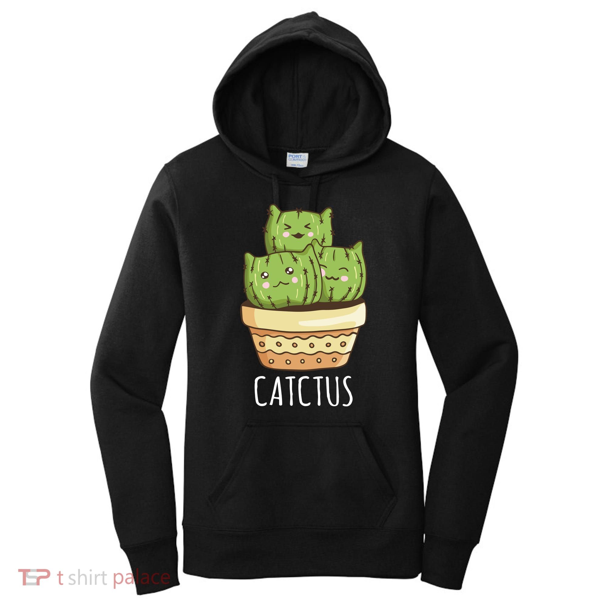 Cute Cactus Three Cats Women's Hoodie