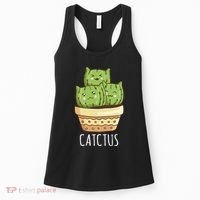 Cute Cactus Three Cats Women's Tank Top thumb 0