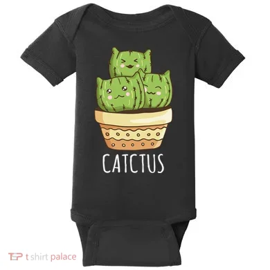 Cute Cactus Three Cats Baby Bodysuit
