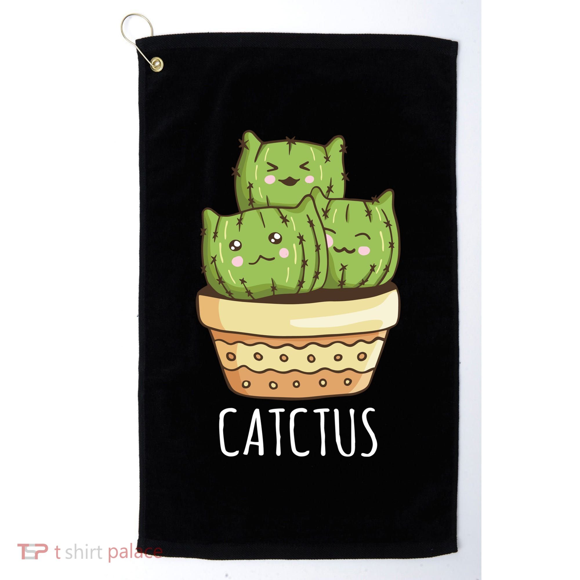 Cute Cactus Three Cats Golf Towel