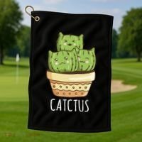 Cute Cactus Three Cats Golf Towel thumb 1