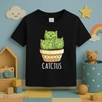 Cute Cactus Three Cats Toddler T-Shirt thumb 3