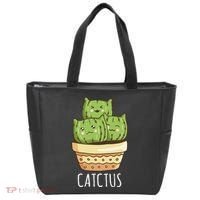 Cute Cactus Three Cats Tote Bag thumb 0