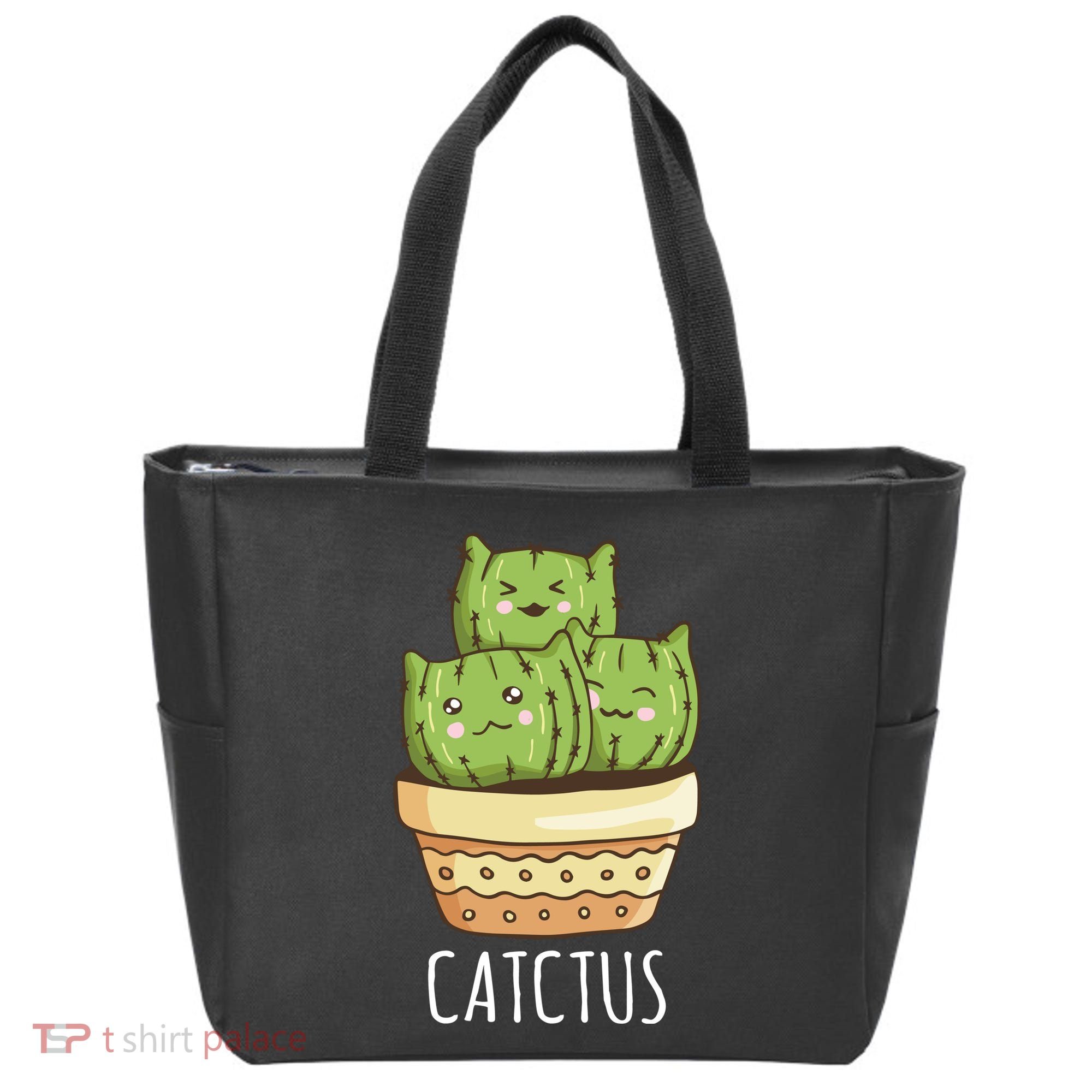Cute Cactus Three Cats Tote Bag