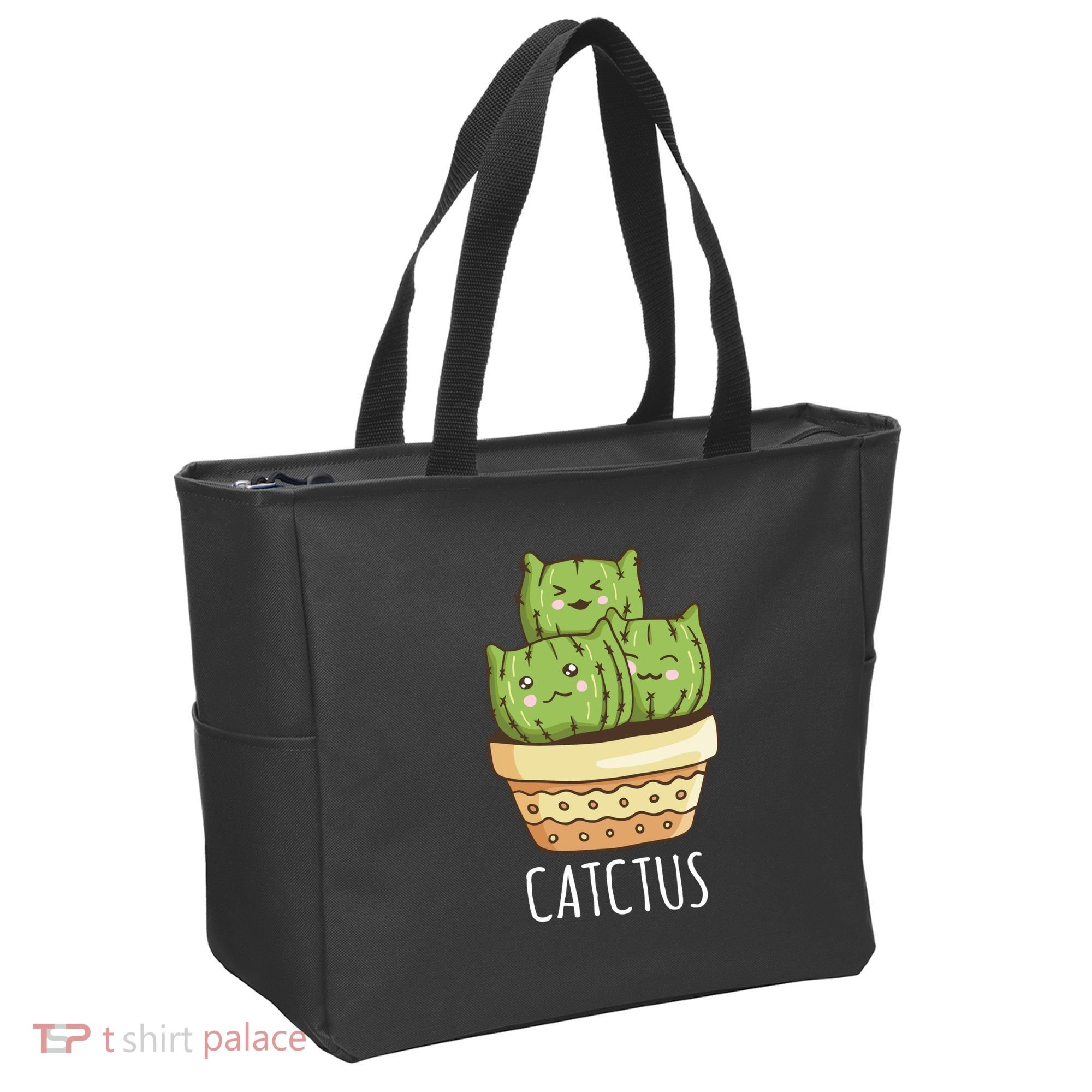 Cute Cactus Three Cats Tote Bag