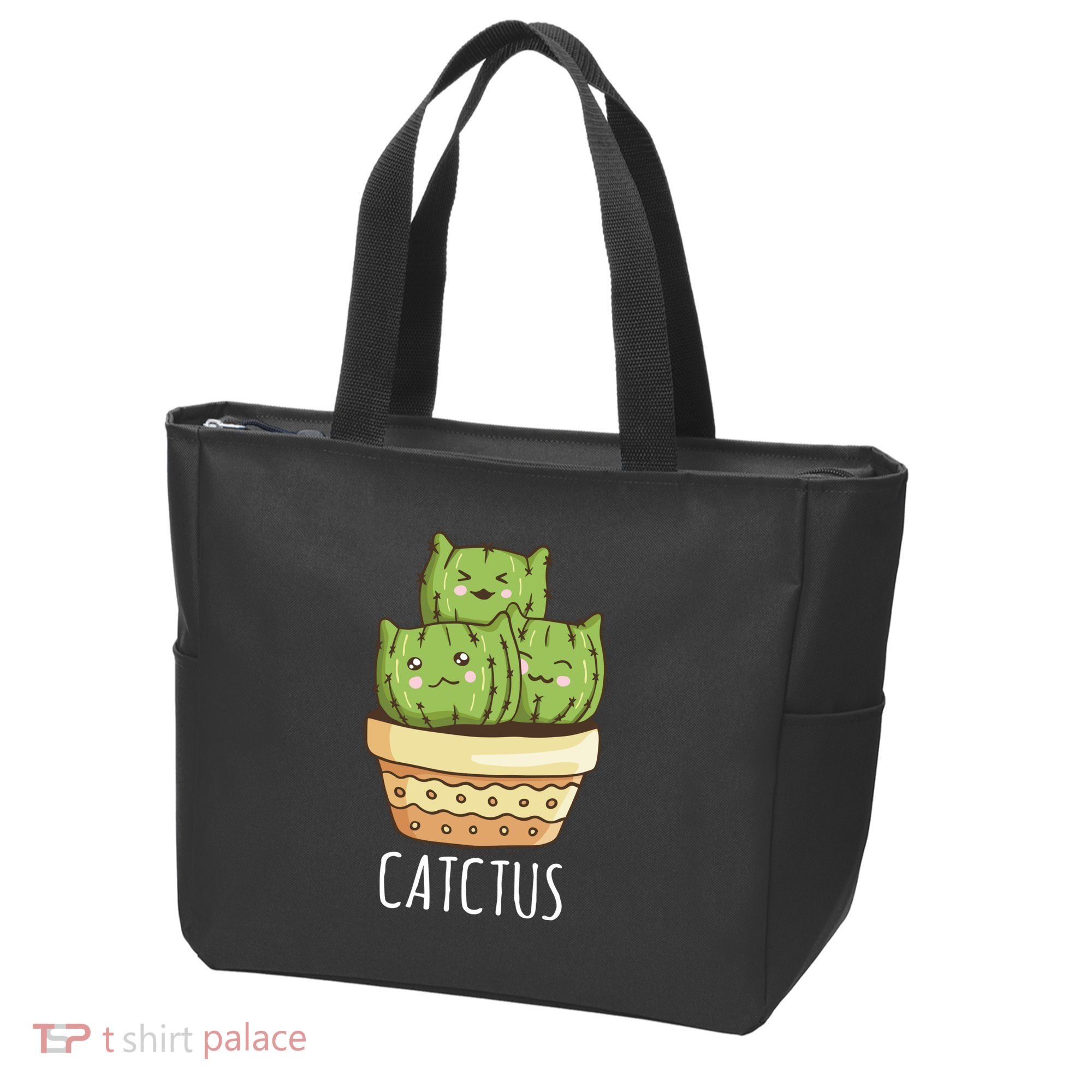 Cute Cactus Three Cats Tote Bag