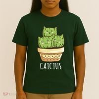 Cute Cactus Three Cats T-Shirt thumb 4