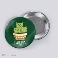 Cute Cactus Three Cats Button thumb 0