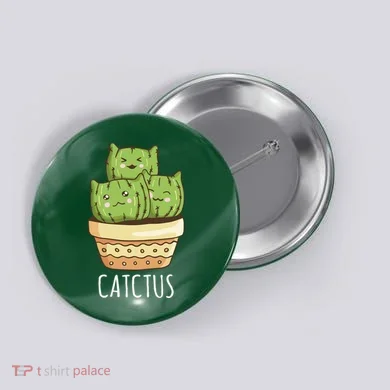 Cute Cactus Three Cats Button