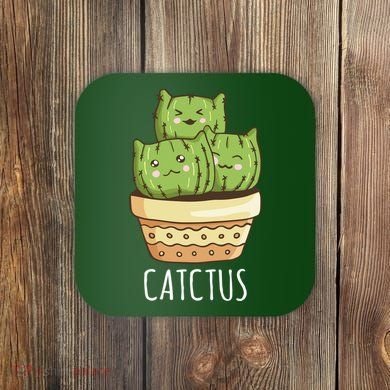 Cute Cactus Three Cats Coaster
