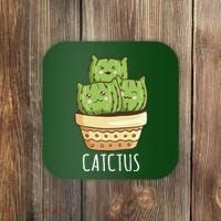 Cute Cactus Three Cats Coaster thumb 0