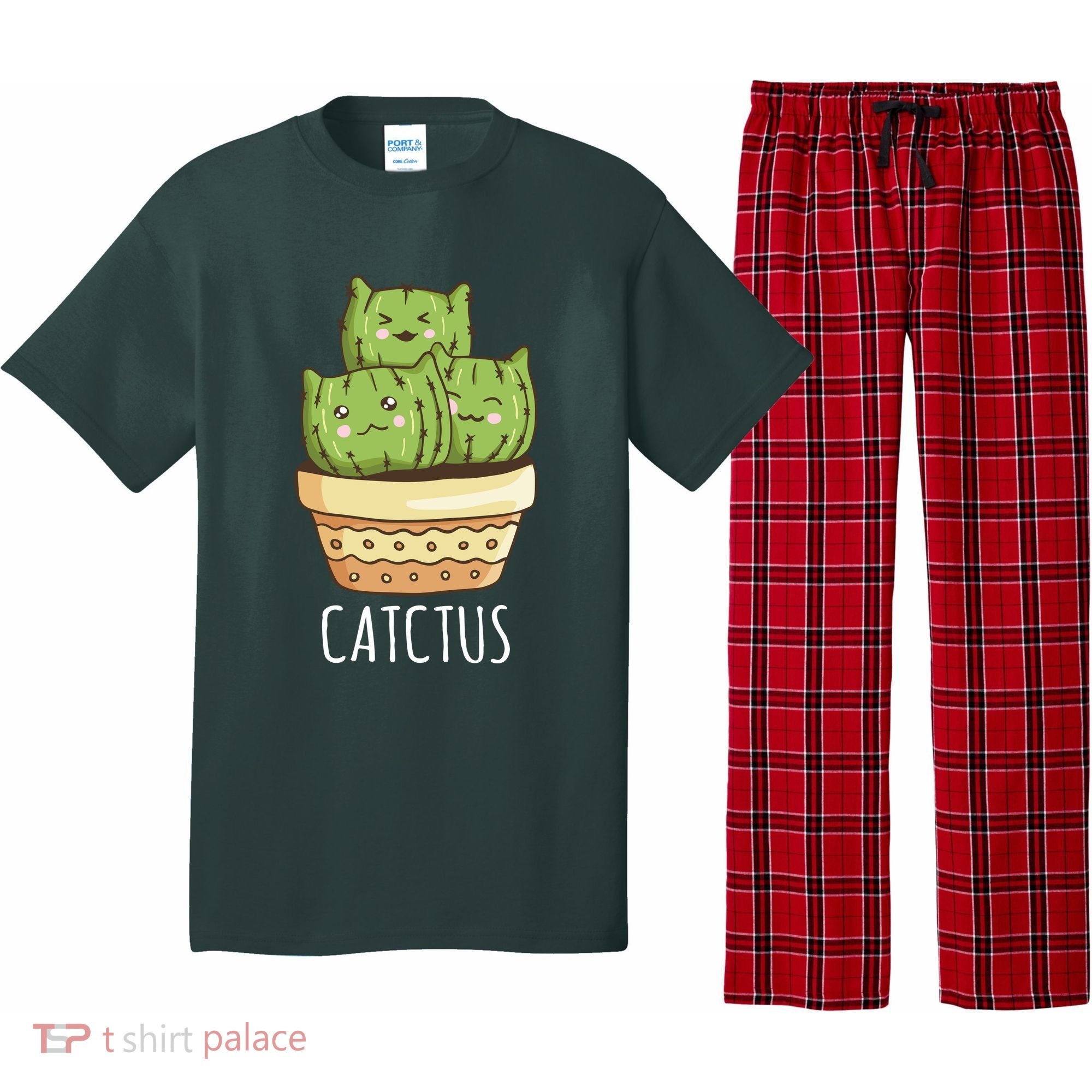 Cute Cactus Three Cats Pajama Set
