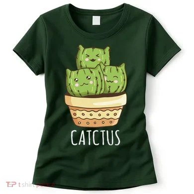 Cute Cactus Three Cats Women's T-Shirt