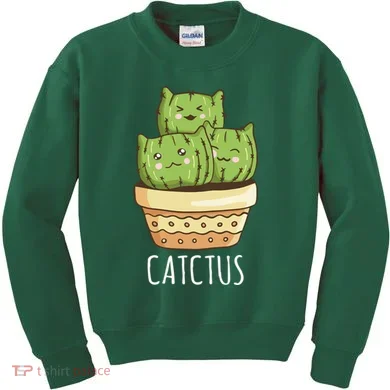 Cute Cactus Three Cats Kids Sweatshirt
