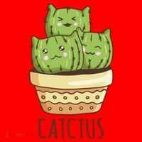 Cute Cactus Three Cats Santa Hat thumb 1