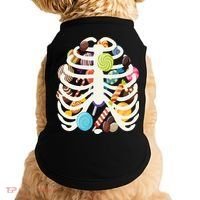 Cute Candy Skeleton Rib Cage Halloween Doggie Tank thumb 0
