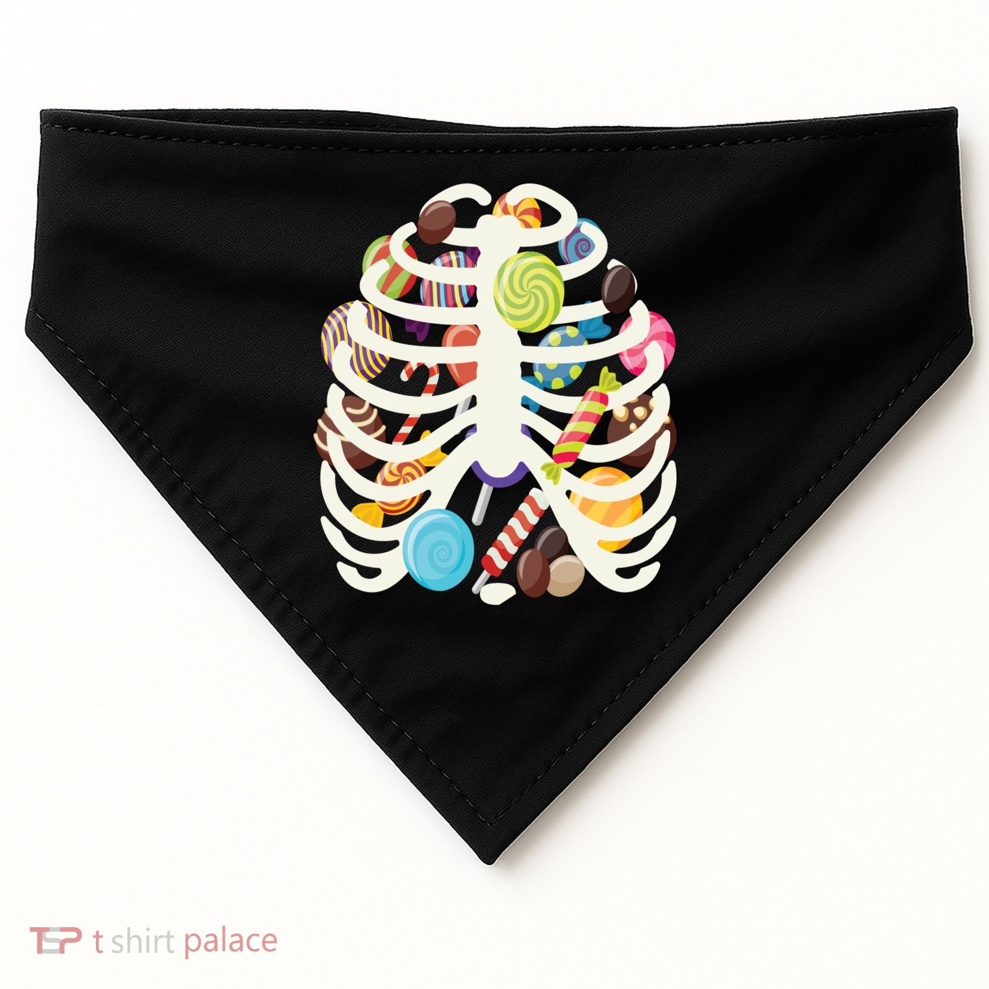 Cute Candy Skeleton Rib Cage Halloween USA-Made Doggie Bandana