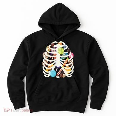 Cute Candy Skeleton Rib Cage Halloween Hoodie