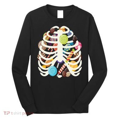 Cute Candy Skeleton Rib Cage Halloween Long Sleeve Shirt