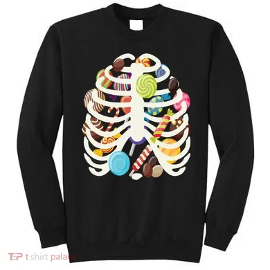 Cute Candy Skeleton Rib Cage Halloween Sweatshirt
