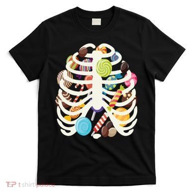 Cute Candy Skeleton Rib Cage Halloween T-Shirt