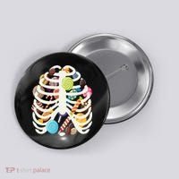 Cute Candy Skeleton Rib Cage Halloween Button thumb 0