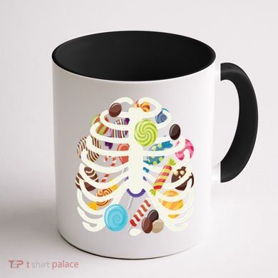 Cute Candy Skeleton Rib Cage Halloween Coffee Mug back