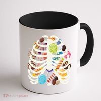 Cute Candy Skeleton Rib Cage Halloween Coffee Mug thumb 1