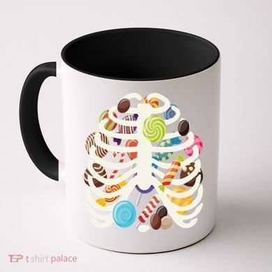 Cute Candy Skeleton Rib Cage Halloween Coffee Mug