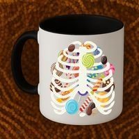 Cute Candy Skeleton Rib Cage Halloween Coffee Mug thumb 2