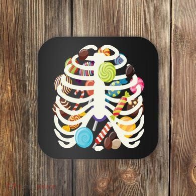 Cute Candy Skeleton Rib Cage Halloween Coaster