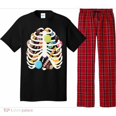 Cute Candy Skeleton Rib Cage Halloween Pajama Set