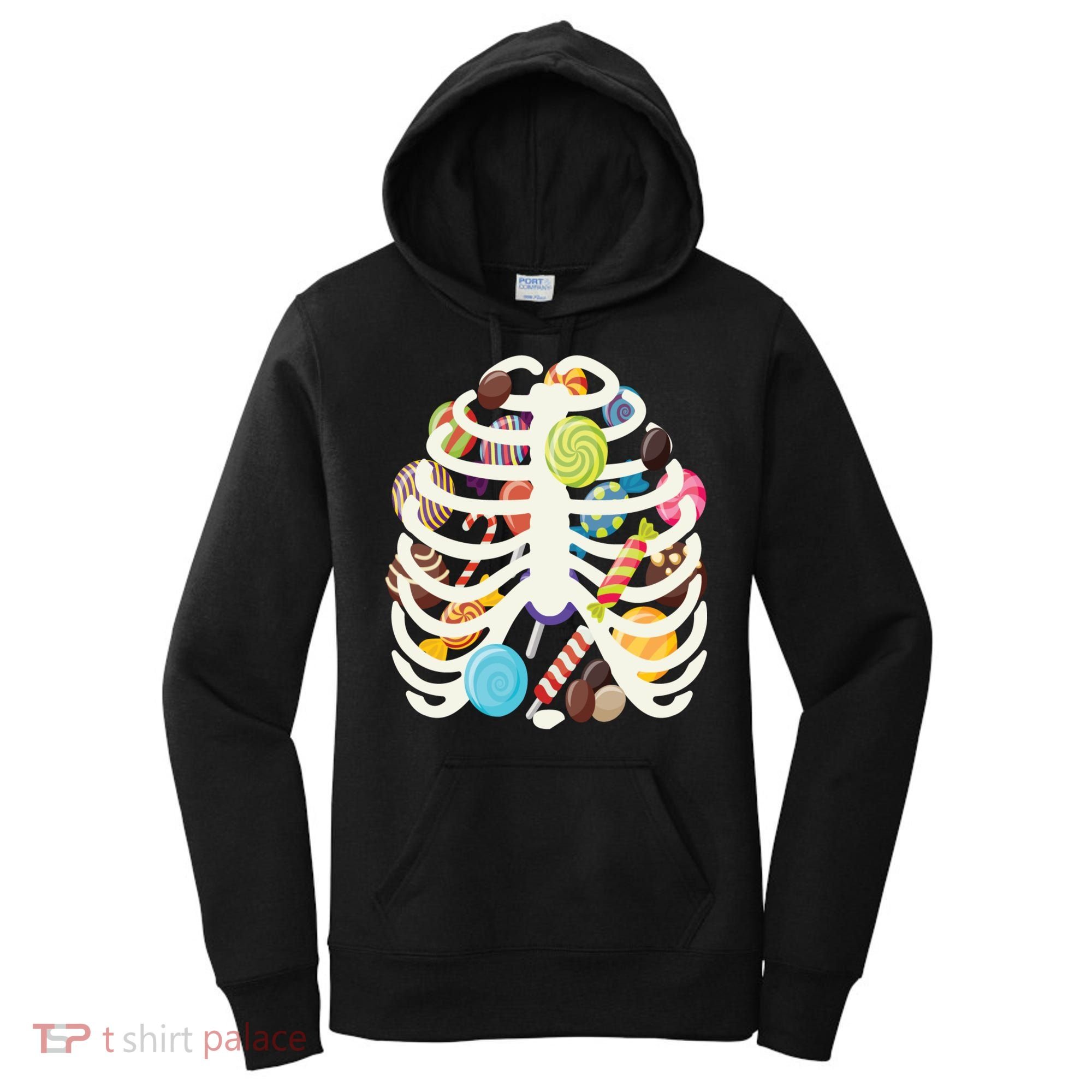 Cute Candy Skeleton Rib Cage Halloween Women's Hoodie