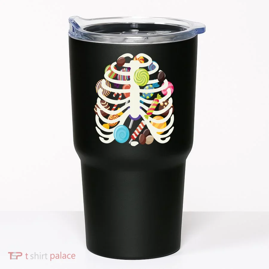 Cute Candy Skeleton Rib Cage Halloween Tumbler