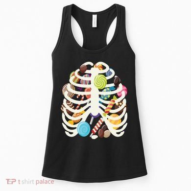 Cute Candy Skeleton Rib Cage Halloween Women's Tank Top