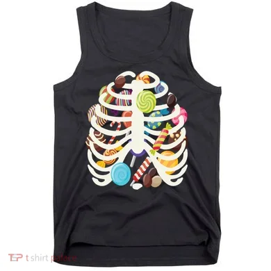 Cute Candy Skeleton Rib Cage Halloween Tank Top