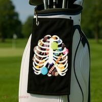 Cute Candy Skeleton Rib Cage Halloween Golf Towel thumb 2