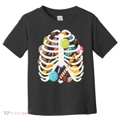Cute Candy Skeleton Rib Cage Halloween Toddler T-Shirt