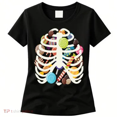 Cute Candy Skeleton Rib Cage Halloween Women's T-Shirt