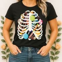 Cute Candy Skeleton Rib Cage Halloween Women's T-Shirt thumb 2