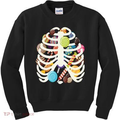 Cute Candy Skeleton Rib Cage Halloween Kids Sweatshirt