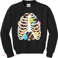 Cute Candy Skeleton Rib Cage Halloween Kids Sweatshirt thumb 0
