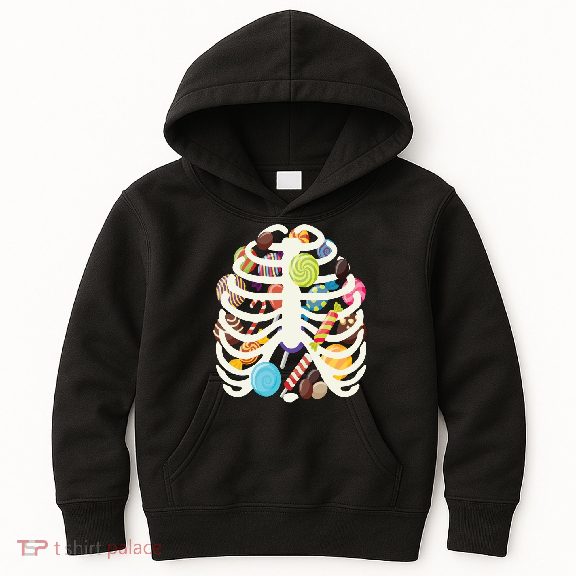 Cute Candy Skeleton Rib Cage Halloween Kids Hoodie