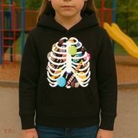 Cute Candy Skeleton Rib Cage Halloween Kids Hoodie thumb 3