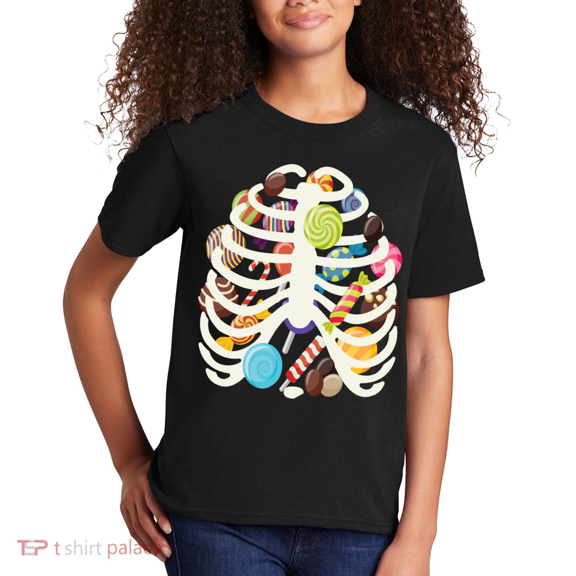 Cute Candy Skeleton Rib Cage Halloween Kids T-Shirt