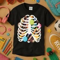 Cute Candy Skeleton Rib Cage Halloween Kids T-Shirt thumb 3